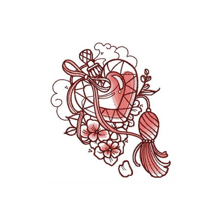 Heart-shaped vial embroidery design - Embroidery Design