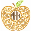 Preview of NHK apple embroidery design showcasing vibrant stitched apple motif for various fabric projects.