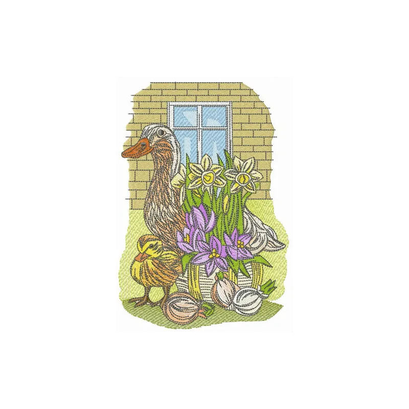 Preview of the 'Spring is Coming' embroidery design featuring charming farm animals, ideal for seasonal projects.