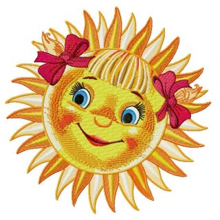 Red-cheeked sun embroidery design - Embroidery Design