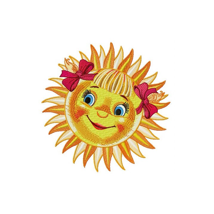 Red-cheeked sun embroidery design - Embroidery Design