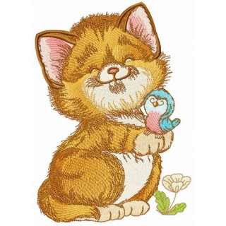 Glad cat embroidery design - Embroidery Design