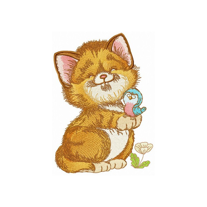 Glad cat embroidery design - Embroidery Design