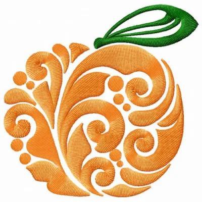 Peach embroidery design featuring a vibrant fruit motif, perfect for stitching on t-shirts and tote bags.