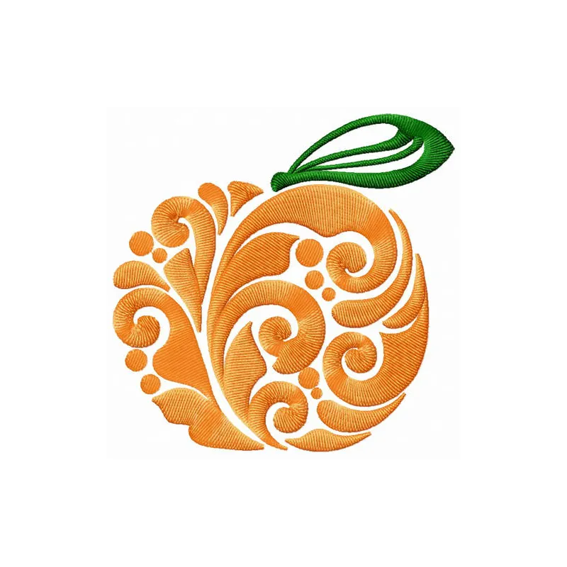 Peach embroidery design featuring a vibrant fruit motif, perfect for stitching on t-shirts and tote bags.