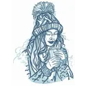 My winter morning with coffee embroidery design featuring a cozy cup of coffee, perfect for stitching on hoodies or pillows.