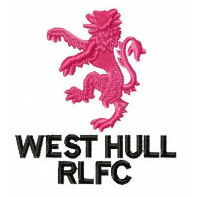West Hull A.R.L.F.C. logo embroidery design showcasing intricate stitching patterns for rugby enthusiasts.