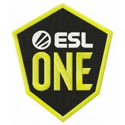 ESL One logo embroidery design preview showcasing detailed stitching patterns for apparel and accessories.