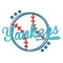 Yankees funny fan logo embroidery design showcasing a playful take on baseball spirit for creative stitching projects.