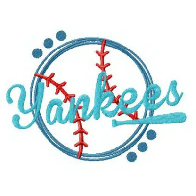 Yankees funny fan logo embroidery design showcasing a playful take on baseball spirit for creative stitching projects.