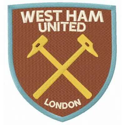 West Ham United F.C. logo embroidery design for stitching on apparel and accessories.