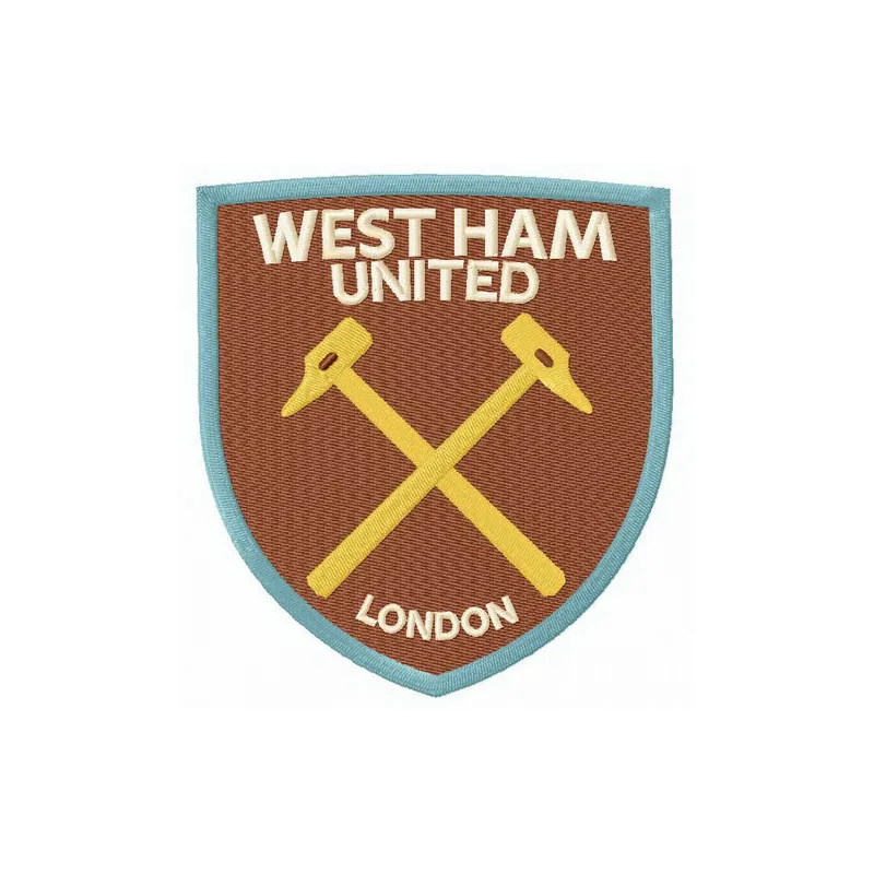 West Ham United F.C. logo embroidery design for stitching on apparel and accessories.