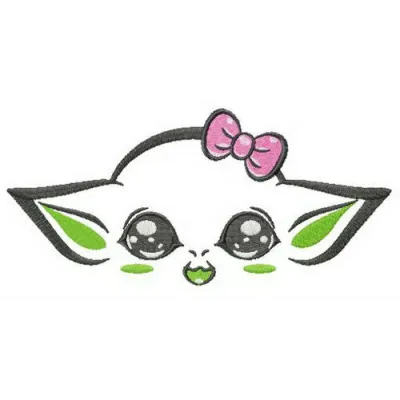 Girlish humanoid alien embroidery design showcasing a whimsical character inspired by Star Wars themes.