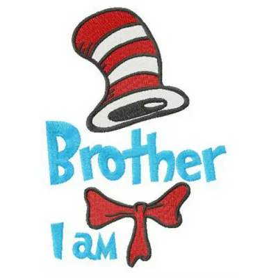 Preview of the Brother I Am embroidery design from the Dr. Seuss collection, showcasing vibrant stitching patterns.