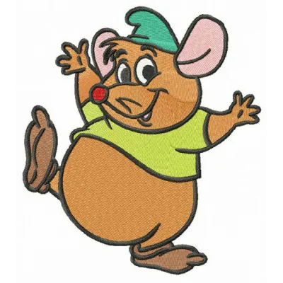 Mouse Gus embroidery design from the Cinderella collection, showcasing a charming stitched motif for creative projects.