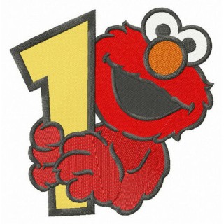 Elmo number 1 embroidery design - Embroidery Design