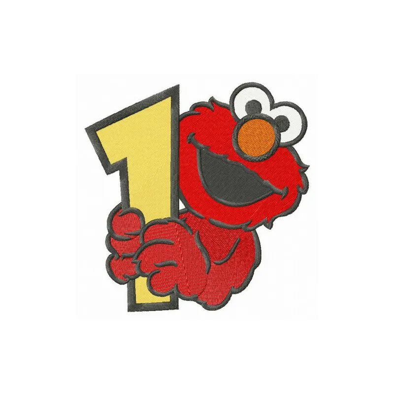 Elmo number 1 embroidery design from Sesame Street, featuring colorful stitched motifs perfect for children's apparel.