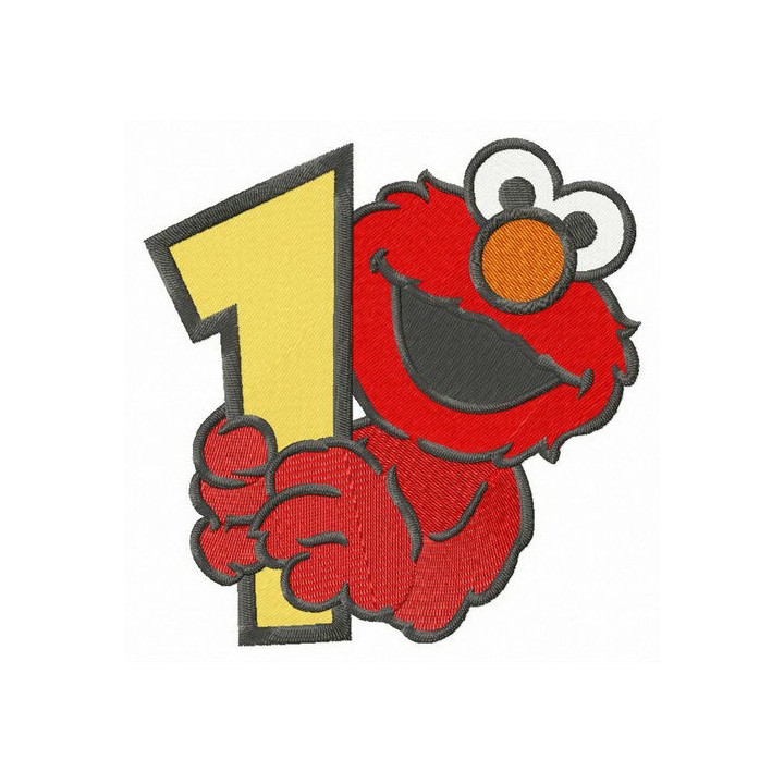 Elmo number 1 embroidery design - Embroidery Design