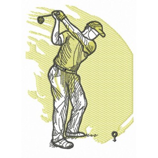 Golfer striking golf ball embroidery design - Embroidery Design
