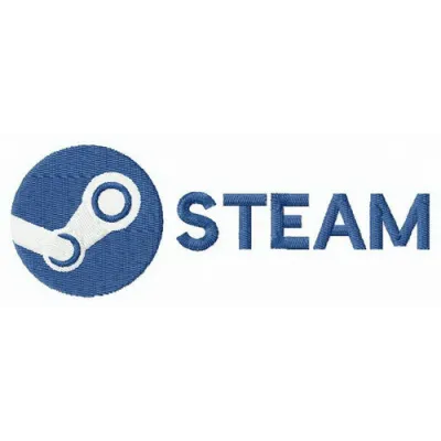 Steam logo embroidery design showcasing a telecommunications symbol, ideal for stitching on apparel and accessories.