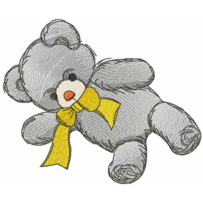 Teddy toy embroidery design featuring a cute stuffed bear, ideal for stitching on baby onesies and blankets.