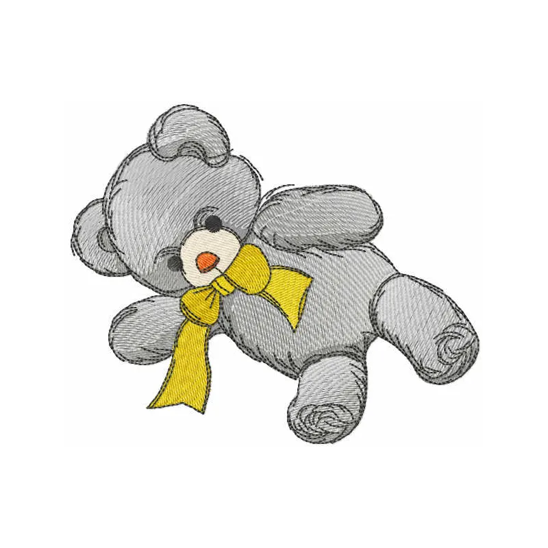 Teddy toy embroidery design featuring a cute stuffed bear, ideal for stitching on baby onesies and blankets.