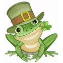 Irish frog embroidery design showcasing a whimsical frog motif ideal for stitching on t-shirts or tote bags.