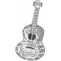Guitar Miguel embroidery design featuring vibrant colors and intricate details, ideal for stitching on apparel and accessori…