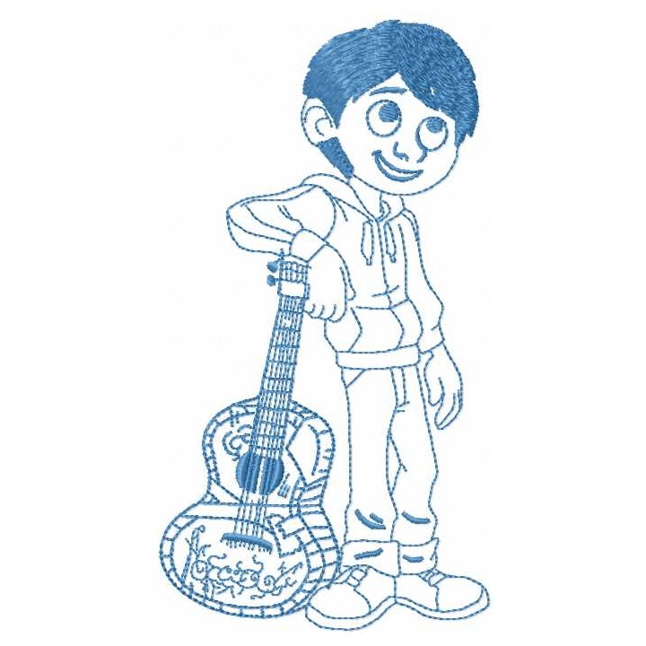 Miguel with guitar embroidery design - Embroidery Design