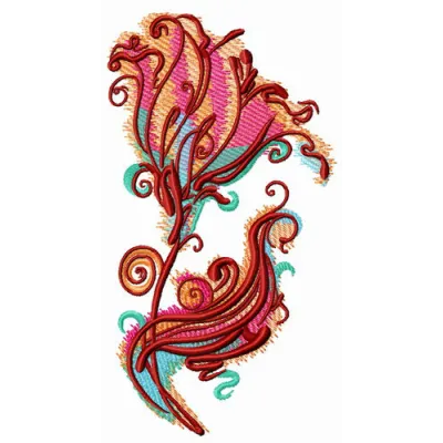 Imaginary flower embroidery design showcasing vibrant petals and intricate details for creative stitching projects.