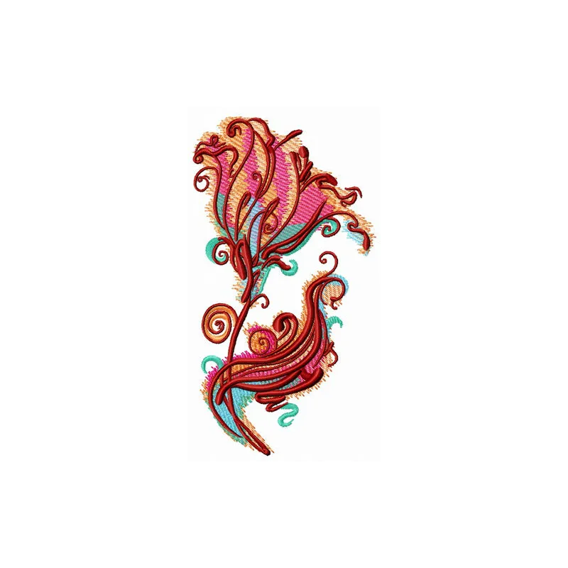 Imaginary flower embroidery design showcasing vibrant petals and intricate details for creative stitching projects.