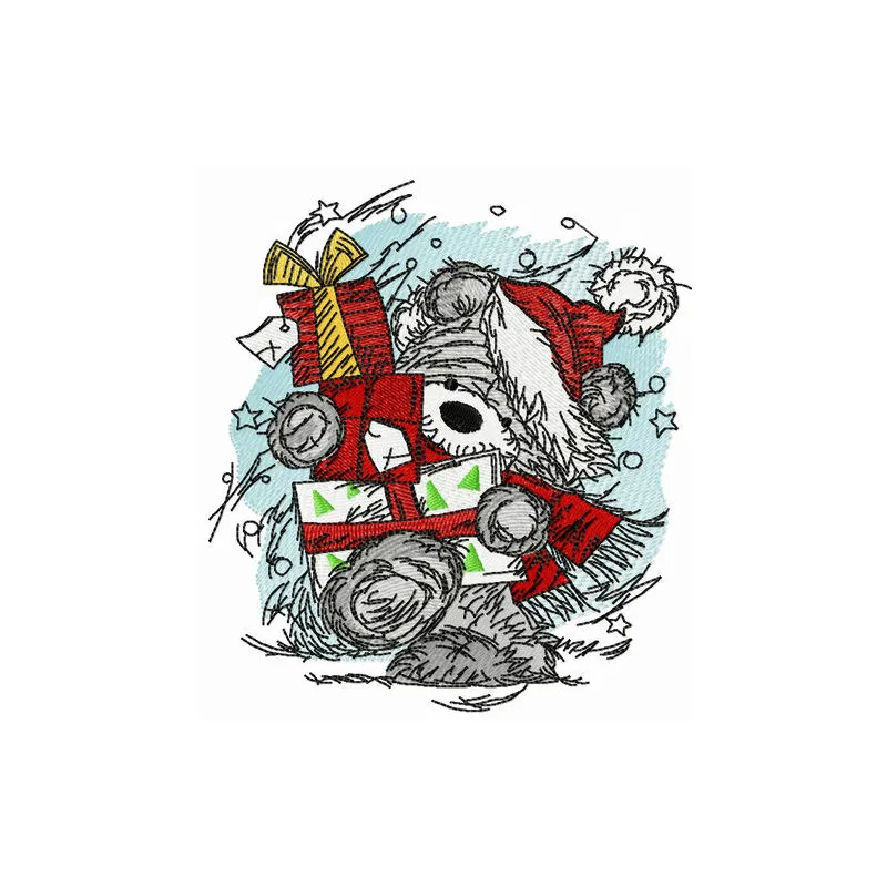 Preview of Poor Bear Postman embroidery design featuring a cute teddy bear delivering mail.