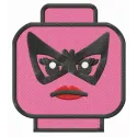 LEGO woman head embroidery design showcasing vibrant colors and playful details for creative stitching projects.