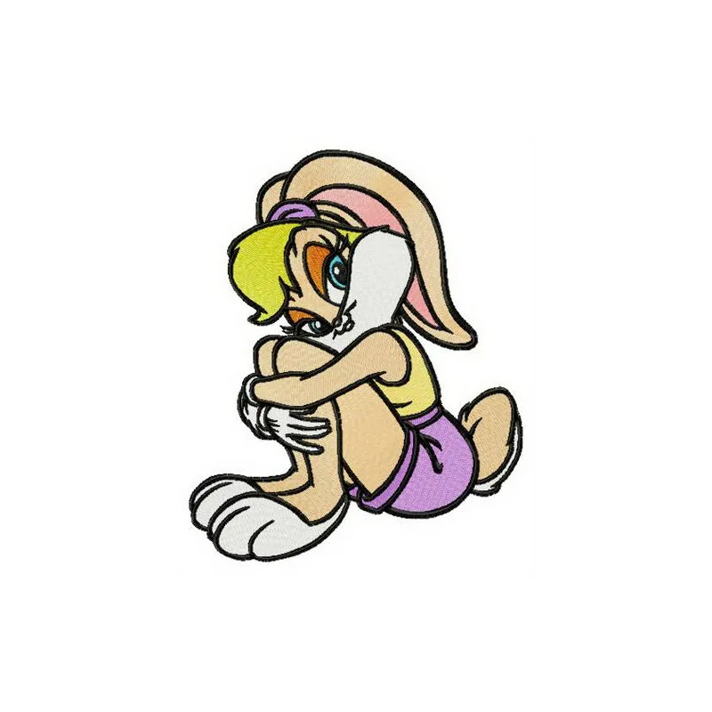 Sad Lola Bunny embroidery design featuring a detailed stitched motif from Looney Tunes for crafting projects.