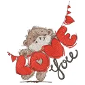 Preview of a Bear with LOVE garland embroidery design, showcasing a charming teddy bear with a decorative garland.