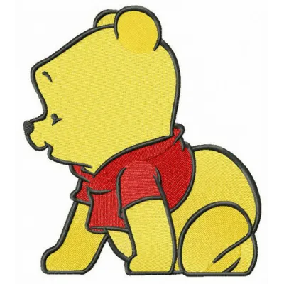 Winnie the Pooh crawling embroidery design for baby items, showcasing a whimsical and adorable stitched motif.