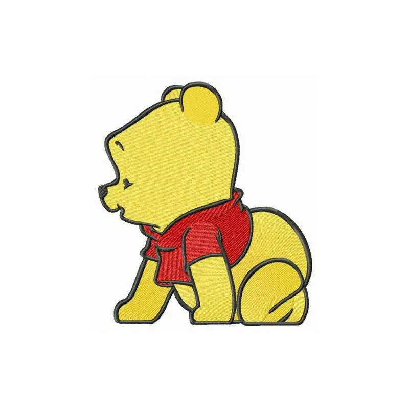 Winnie the Pooh crawling embroidery design for baby items, showcasing a whimsical and adorable stitched motif.
