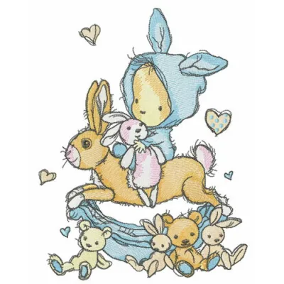 Preview of My Rocking Bunny embroidery design, featuring a cute bunny motif ideal for baby items like onesies.