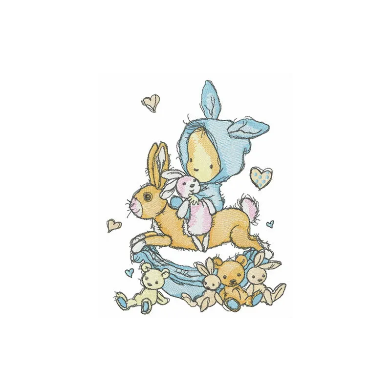 Preview of My Rocking Bunny embroidery design, featuring a cute bunny motif ideal for baby items like onesies.