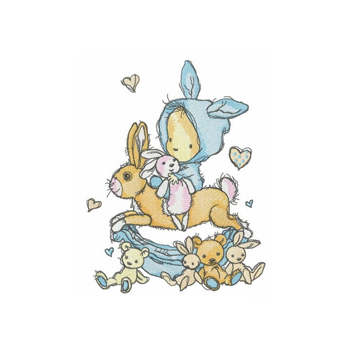 My rocking bunny embroidery design - Embroidery Design