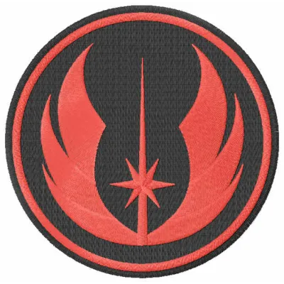 Embroidery design featuring the Jedi Order logo, ideal for stitching on apparel or accessories.