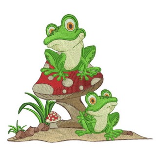 Frog's party embroidery design - Embroidery Design