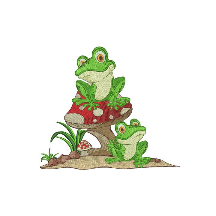Frog's party embroidery design - Embroidery Design