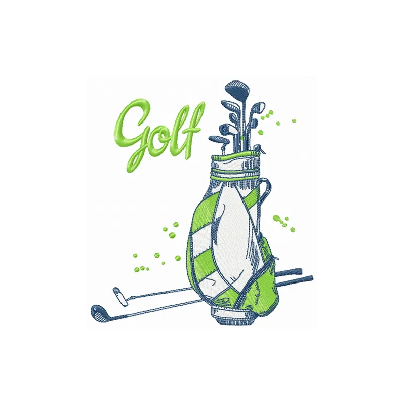Preview of a golf bag embroidery design featuring intricate stitching patterns for golf enthusiasts.