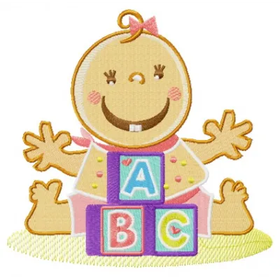 Preview of the Baby and Cubes embroidery design, showcasing playful motifs perfect for baby items.