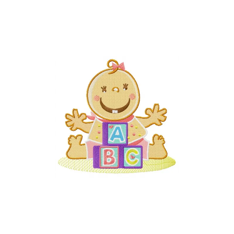 Preview of the Baby and Cubes embroidery design, showcasing playful motifs perfect for baby items.