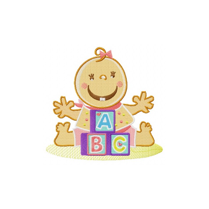Baby and cubes embroidery design - Embroidery Design