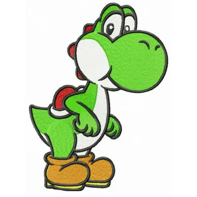 Preview of Funny Yoshi embroidery design from Super Mario category, showcasing a playful stitched motif for creative project…