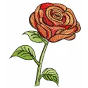 Red rose embroidery design showcasing intricate floral details, perfect for embellishing garments and home decor.
