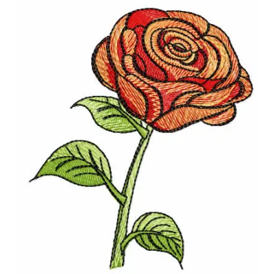 Red rose embroidery design showcasing intricate floral details, perfect for embellishing garments and home decor.